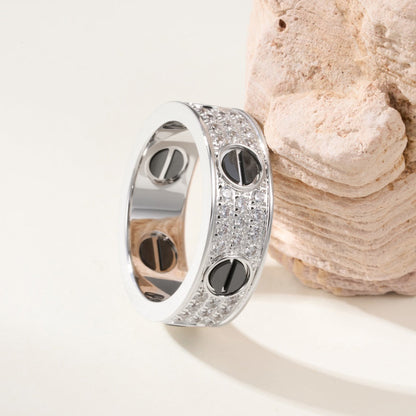 [Luna Brilliance]LOVE RING 5.5MM DIAMONDS PAVED CERAMIC