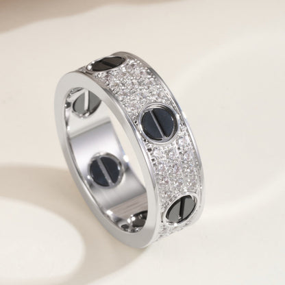 [Luna Brilliance]LOVE RING 5.5MM DIAMONDS PAVED CERAMIC