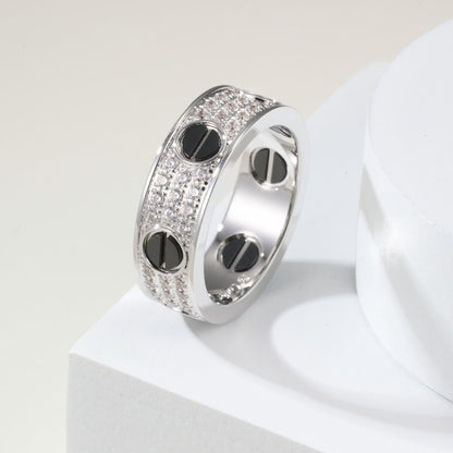 [Luna Brilliance]LOVE RING 5.5MM DIAMONDS PAVED CERAMIC