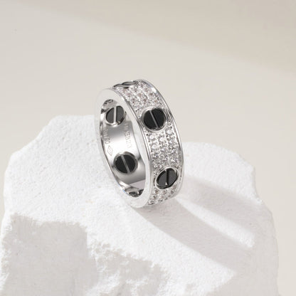 [Luna Brilliance]LOVE RING 5.5MM DIAMONDS PAVED CERAMIC