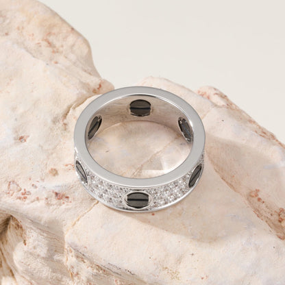 [Luna Brilliance]LOVE RING 5.5MM DIAMONDS PAVED CERAMIC