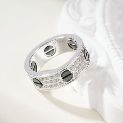 [Luna Brilliance]LOVE RING 5.5MM DIAMONDS PAVED CERAMIC