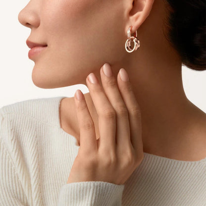 [Luna Brilliance]LOVE 3.3MM DANGLE HALF DIAMOND EARRINGS