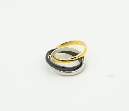 [Luna Brilliance]TRINITY RING BLACK GOLD SILVER