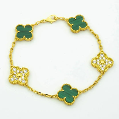 [Luna Brilliance]CLOVER 5 MOTIF MALACHITE BRACELET COLLECTION