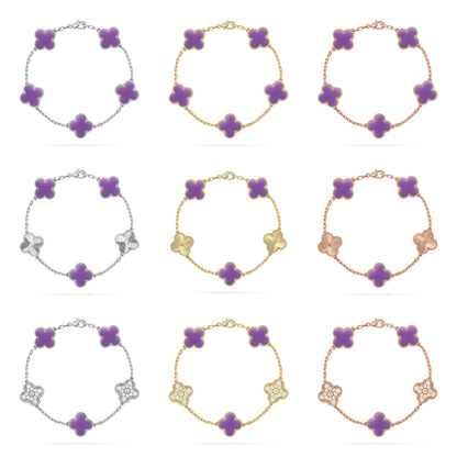 [Luna Brilliance]CLOVER 5 MOTIF LIGHT PURPLE BRACELET COLLECTION