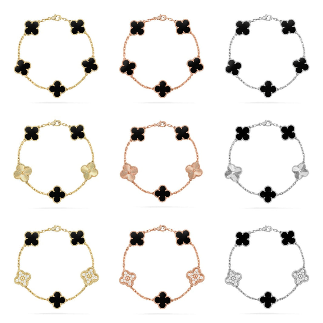[LUXE] CLOVER 5 MOTIF ONYXS BRACELET COLLECTION