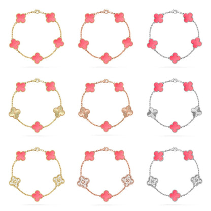 [Luna Brilliance] CLOVER 5 MOTIFS  PINK MOP BRACELET COLLECTION