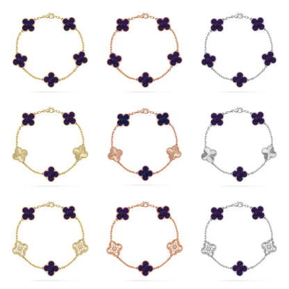 [Luna Brilliance]CLOVER 5 MOTIF PURPLE STRIPES BRACELET COLLECTION