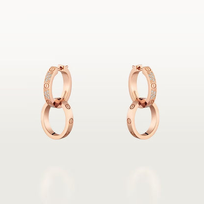 [Luna Brilliance]LOVE 3.3MM DANGLE HALF DIAMOND EARRINGS