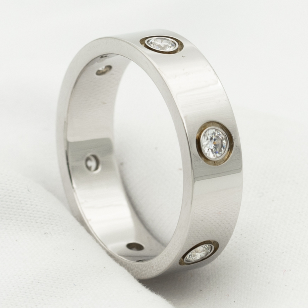 [Luna Brilliance]LOVE RING 5.5MM 6 DIAMONDS SILVER