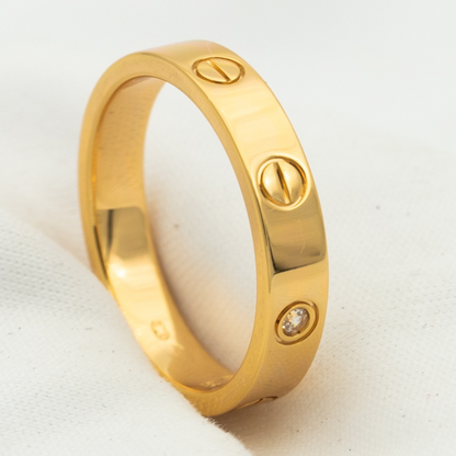 [Luna Brilliance]LOVE RING 4MM 1 DIAMOND PINK GOLD