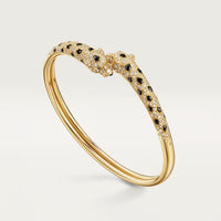 [Luna Brilliance]PANTHERE DOUBLE HEADED HALF DIAMOND OPEN BRACELET