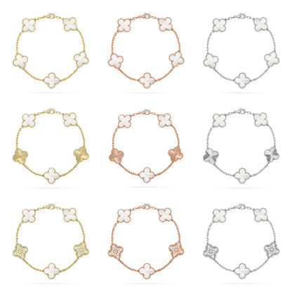 [Luna Brilliance]CLOVER WHITE PEARL MOP 5 MOTIF BRACELET COLLECTION