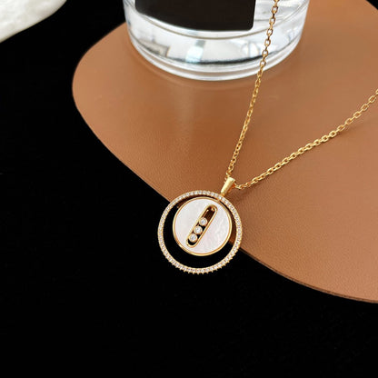 [Luna Brilliance]LUCKY MOVE MM NACRE BLANCHE DIAMOND NECKLACE