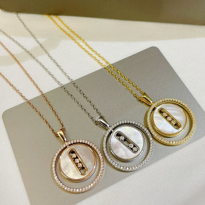 [Luna Brilliance]LUCKY MOVE MM NACRE BLANCHE DIAMOND NECKLACE