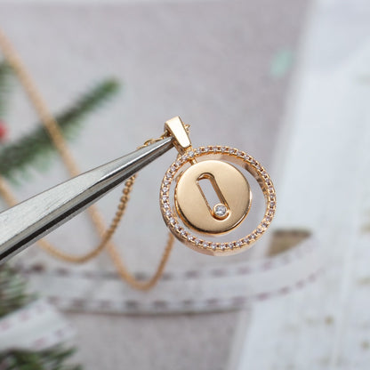 [Luna Brilliance]LUCKY MOVE PM NECKLACE PINK GOLD DIAMOND