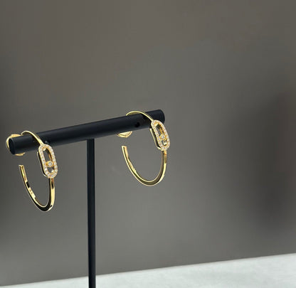 [Luna Brilliance]CREOLES MOVE UNO PM DIAMOND EARRINGS