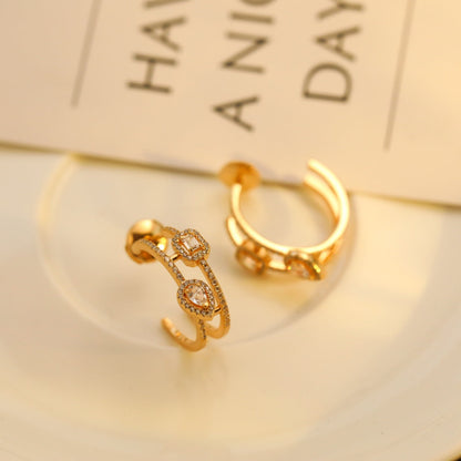 [Luna Brilliance]CREOLES MY TWIN 2 RANGS SILVER DIAMOND EARRINGS