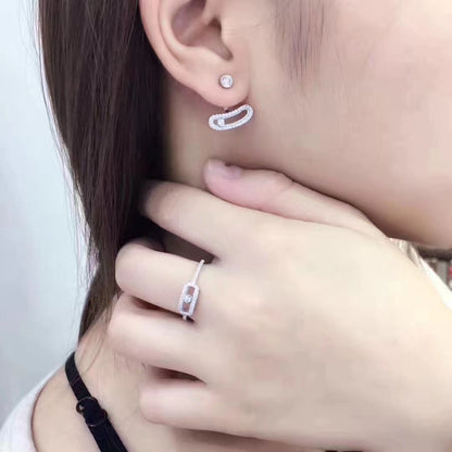 [LORA]MOVE UNO SILVER DIAMOND EARRINGS