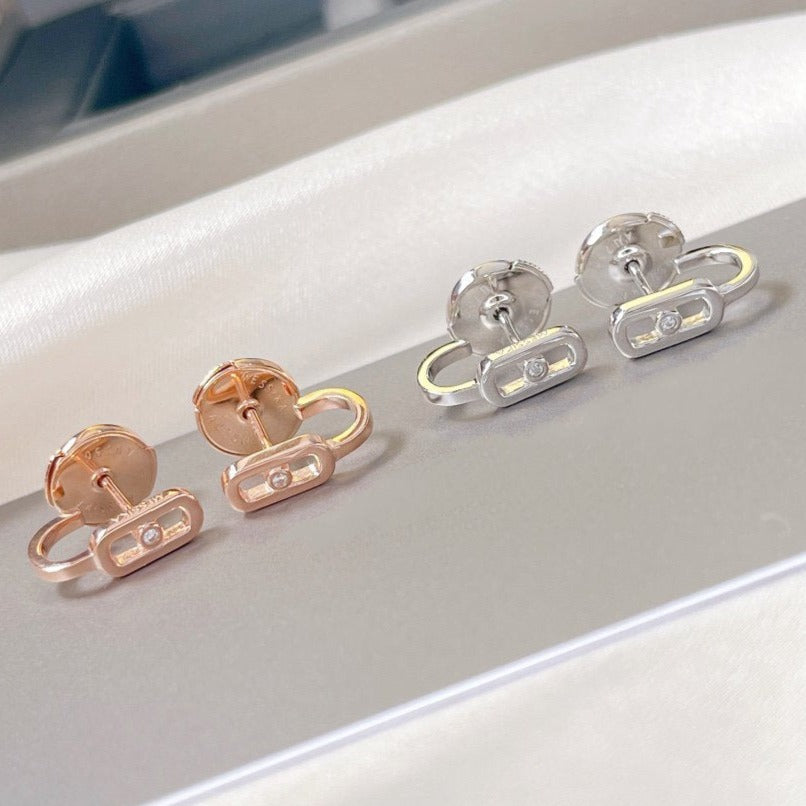 [Luna Brilliance]CREOLES MOVE UNO MINI 1 DIAMOND EARRINGS