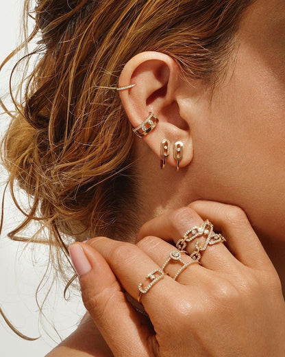 [Luna Brilliance]CREOLES MOVE UNO MINI 1 DIAMOND EARRINGS