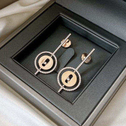 [Luna Brilliance]LUCKY MOVE ARROW PINK GOLD DIAMOND EARRINGS