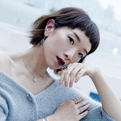 [Luna Brilliance]LUCKY MOVE ARROW PINK GOLD DIAMOND EARRINGS