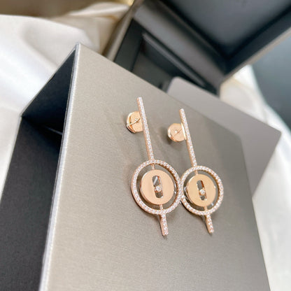 [Luna Brilliance]LUCKY MOVE ARROW PINK GOLD DIAMOND EARRINGS