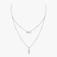 [Luna Brilliance]2 Rows Rose Gold Diamond Pave_ Necklace Move Uno