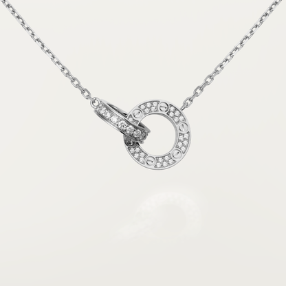 [Luna Brilliance]LOVE  FULL DIAMOND PENDANT NECKLACE