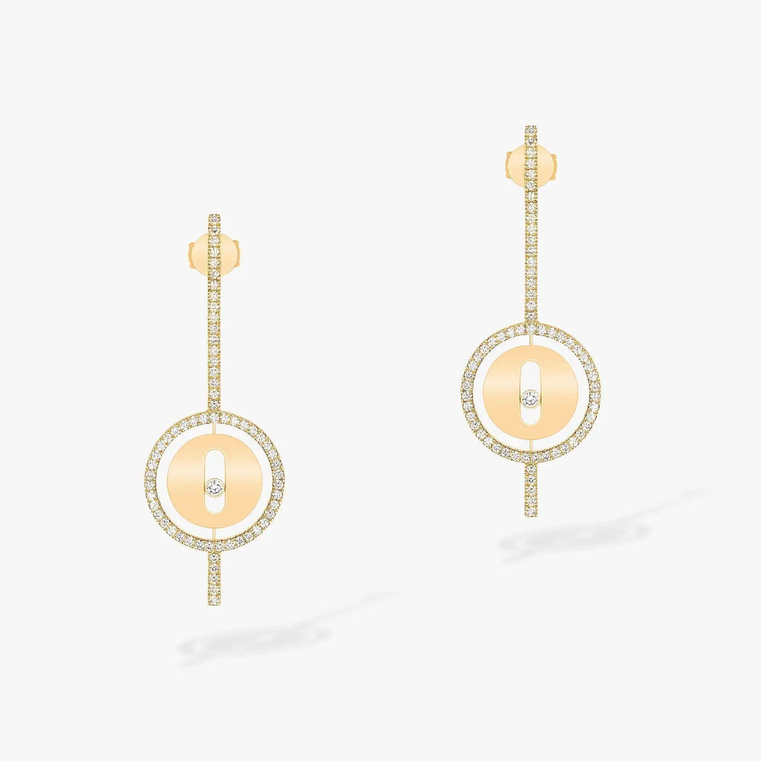 [Luna Brilliance]LUCKY MOVE ARROW PINK GOLD DIAMOND EARRINGS