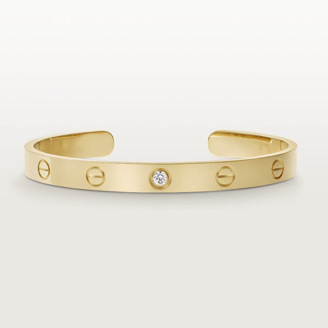 [Luna Brilliance]LOVE BRACELET 6.1MM 1 DIAMOND OPEN CUFF