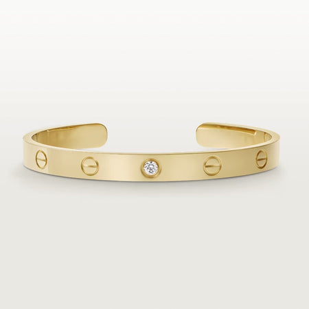 [Luna Brilliance]LOVE BRACELET 6.1MM 1 DIAMOND OPEN CUFF