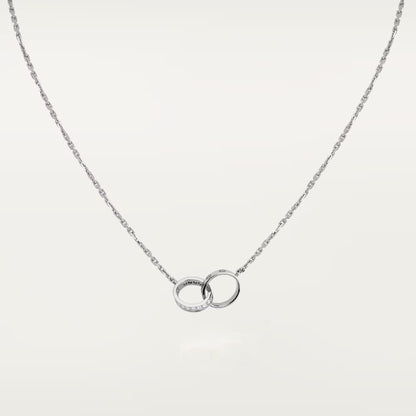 [Luna Brilliance]LOVE DOUBLE RING HALF DIAMOND NECKLACE