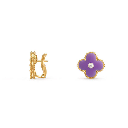 [Luna Brilliance]CLOVER 15MM MOP DIAMOND EARRINGS COLLECTION