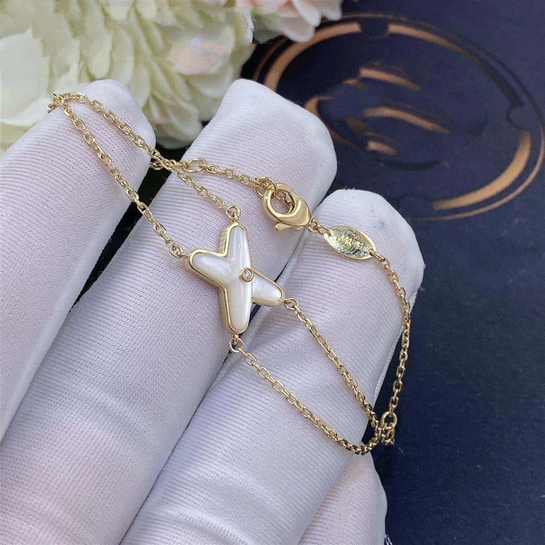 [Luna Brilliance]JEUX BRACELET WHITE MOP GOLD 1 DIAMOND