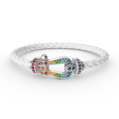 [Luna Brilliance]FORC LARGE HORSESHOE  COLORED DIAMOND BRACELET SILVER