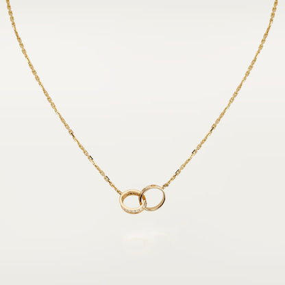 [Luna Brilliance]LOVE DOUBLE RING HALF DIAMOND NECKLACE