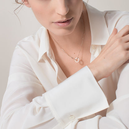 [Luna Brilliance]LOVE NECKLACE 16MM 2 DIAMONDS