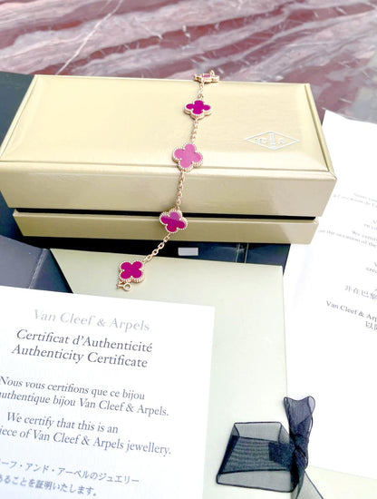 [Luna Brilliance]CLOVER 5 MOTIFS PINK PORCELAIN GLAZE BRACELET