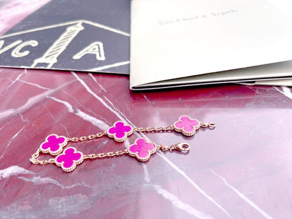 [Luna Brilliance]CLOVER 5 MOTIFS PINK PORCELAIN GLAZE BRACELET