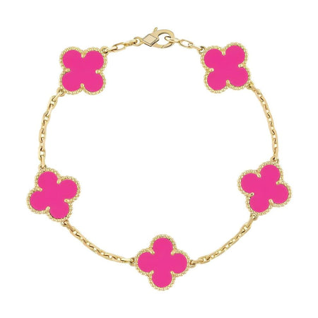 [Luna Brilliance]CLOVER 5 MOTIFS PINK PORCELAIN GLAZE BRACELET