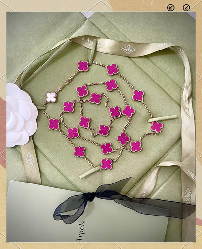 [Luna Brilliance]CLOVER 5 MOTIFS PINK PORCELAIN GLAZE BRACELET