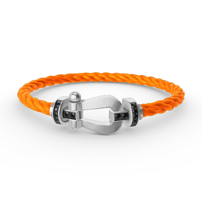 [Luna Brilliance]FORCE LARGE HORSESHOE BLACK DIAMOND BRACELET SILVER