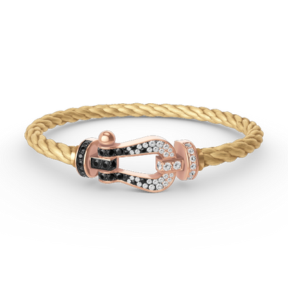 [Luna Brilliance]FORCE LARGE HORSESHOE BLACK WHITE DIAMOND BRACELET ROSE GOLD