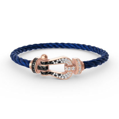 [Luna Brilliance]FORCE LARGE HORSESHOE BLACK WHITE DIAMOND BRACELET ROSE GOLD