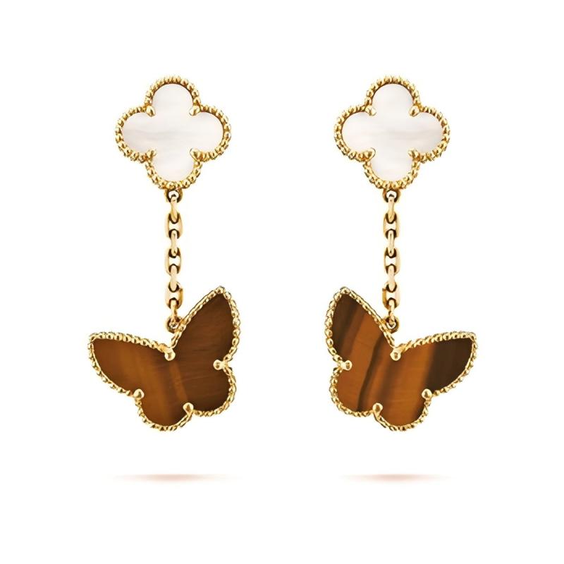 [Luna Brilliance]BUTTERFLY 2 MOTIF TIGER EYE MOP EARRINGS