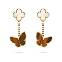 [Luna Brilliance]BUTTERFLY 2 MOTIF TIGER EYE MOP EARRINGS