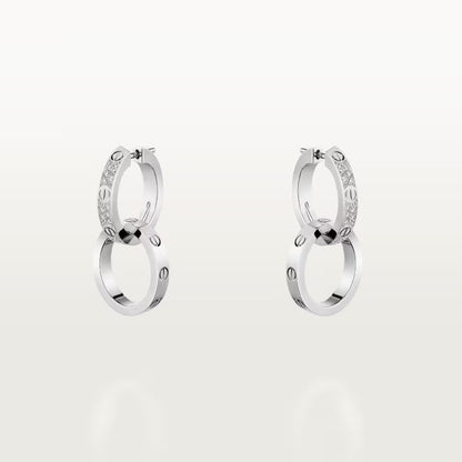 [Luna Brilliance]LOVE 3.3MM DANGLE HALF DIAMOND EARRINGS
